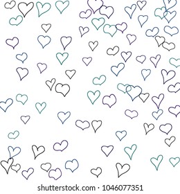 Background with hand drawn hearts. Lovely simple pattern with falling hearts for cards, posters, banners, Valentine decoration. Vector holiday background. Romantic love motif. Falling confetti.