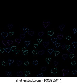 Background with hand drawn hearts. Pretty simple pattern with falling hearts for cards, posters, banners, Valentine decoration. Vector holiday background. Romantic love motif. Falling confetti.