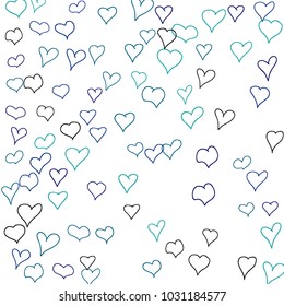 Background with hand drawn hearts. Trendy simple pattern with falling hearts for Valentine cards, posters, banners. Vector holiday background. Romantic love motif. Falling confetti.