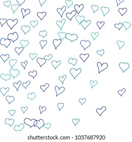 Background with hand drawn hearts. Trendy simple pattern with falling hearts for Valentine cards, posters, banners. Vector holiday background. Romantic love motif. Falling confetti.