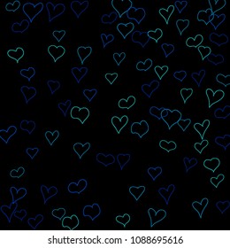 Background with hand drawn hearts. Trendy simple pattern with falling hearts for cards, posters, banners, Valentine decoration. Vector holiday background. Romantic love motif. Falling confetti.