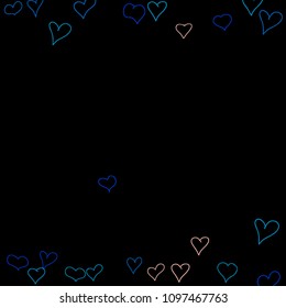 Background with hand drawn hearts. Trendy simple pattern with falling hearts for Valentine cards, posters, banners. Vector holiday background. Romantic love motif. Falling confetti.