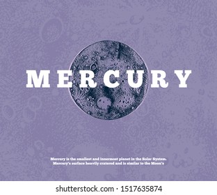 Background With Hand Drawn Mercury Planet. Vector Illustration