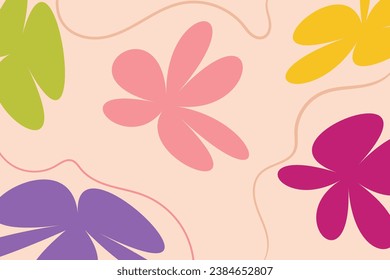 Fondo Formas orgánicas dibujadas a mano hojas naturales verdes, florales, elementos de decoración de patrones de arte de líneas de hojas tropicales, flores y ramas, ilustración decorativa de arte abstracto vectorial