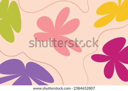Background Hand drawn organic shapes green natural leaves, floral, line art pattern decoration element of tropical leaves, flowers and branches, decorative abstract art vector illustration