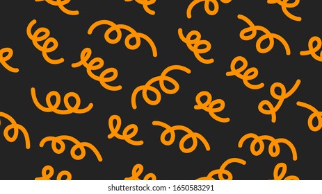 Background with hand drawn pasta, seamless pattern with spiral macaroni, doodle vector illustration for menu.
