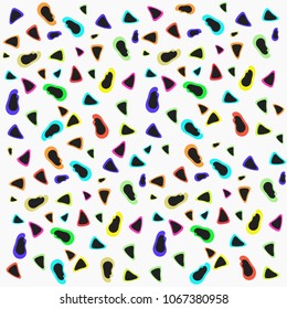 Background, hand drawn pattern 80s with geometric shapes in memphis style