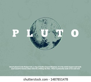 Background with hand drawn planet Pluto. Vector illustration