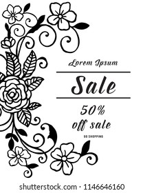 background with hand drawn sale floral vector illustration