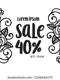 background with hand drawn sale floral vector illustration