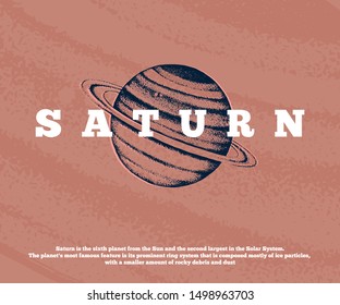 Background with hand drawn Saturn planet. Vector illustration