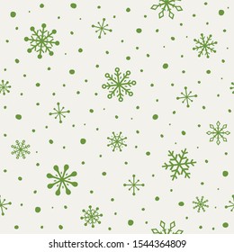 Background with hand drawn snowflakes. Seamless pattern. Vector