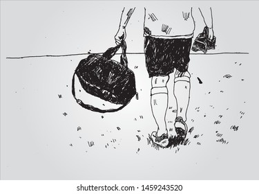 Background Hand Drawn Sportsman Walking