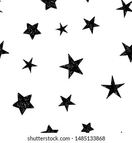 Background of hand drawn star seamless pattern. Doodle stars texture.