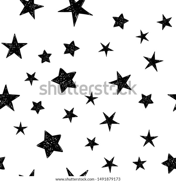 Background Hand Drawn Star Seamless Pattern Stock Vector Royalty Free