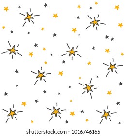 Background with hand drawn stars. Seamless pattern. Baby background for fashion clothes.