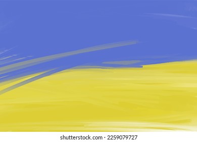 The background is hand drawn with strokes of blue and yellow colors, the Ukrainian flag. Symbol and support of the flag of peace in Ukraine