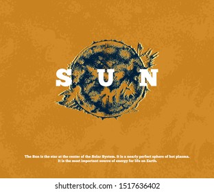 Background with hand drawn sun. Vector illustration