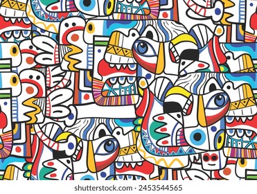fondo dibujado a mano varias Formas y objetos de garabato. Abstractas Ilustración vectorial contemporánea moderna de moda.