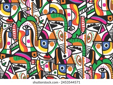 background hand drawn various shapes and doodle objects. Abstract contemporary modern trendy vector illustration.