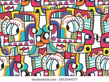 background hand drawn various shapes and doodle objects. Abstract contemporary modern trendy vector illustration.