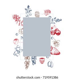 Background with hand-drawn  berries. Vector  illustration.