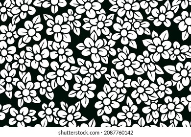 Background with hand-drawn leaves and flowers.