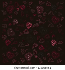 background of a hand-drawn pattern with hearts