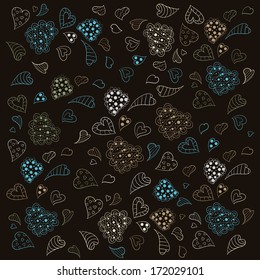 background of a hand-drawn pattern with hearts