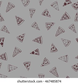 Background from hand-drawn pizza, Pizza seamless background, vector