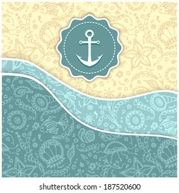 Background with Handmade abstract marine world patterns 