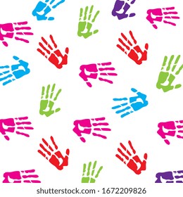 background handprints of colors icons vector illustration design