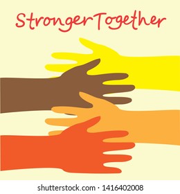 Background with Hands with Stronger together message. Modern concept for web banners, web sites, infographics. Creative flat design vector illustration 