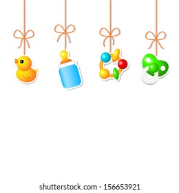 Background with hanging baby's things