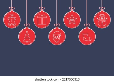 Background with hanging Christmas balls. Decoration. Vector illustration