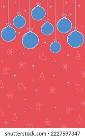 Background with hanging Christmas balls. Decoration. Vector illustration