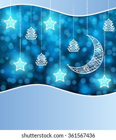 The background of hanging Christmas decorations