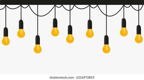 Background with Hanging light bulbs vector icon.Vector graphics