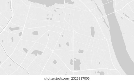 Background Hanoi map, Vietnam, white and grey city poster. Vector map with roads and water. Widescreen proportion, digital flat design roadmap.