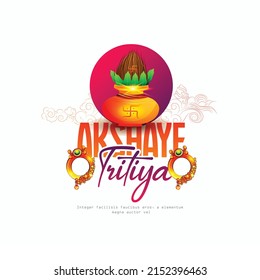 background for Happy Akshaya Tritiya religious festival of India Greeting background with kalash