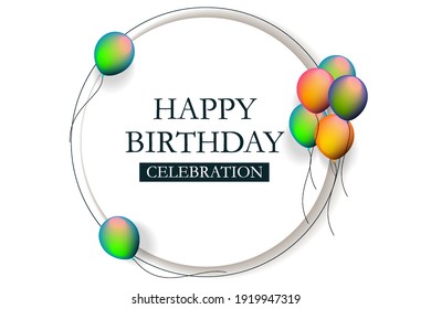 Background Happy Birthday Celebration, with colourfull ballon, flying on white background.Can be used for social media post, wallpaper, poster and invitation. 