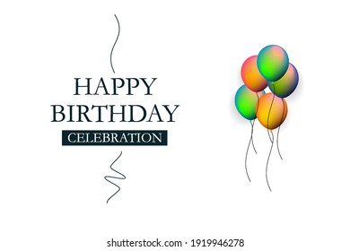 Background Happy Birthday Celebration, with five colourfull ballon, flying on white background.Can be used for social media post, wallpaper, poster and invitation. 