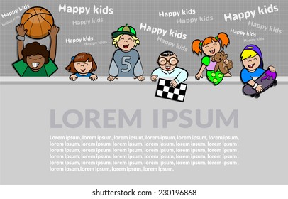  Background with happy children