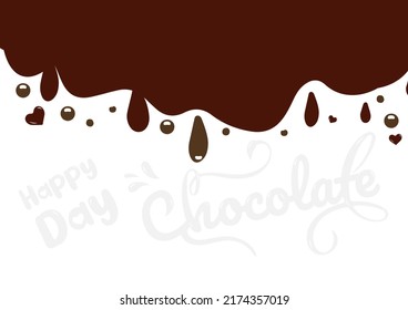 Background Happy chocolate day postcard or banner. Hand sketched Happy Chocolate day lettering typography. template design