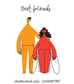 Background with happy diverse hugging people. Concept of friendship day, unity. Celebration or congratulation of multiracial friends.