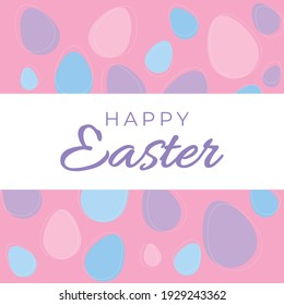 Background for happy Easter day. Decorative Easter eggs with pattern and different sizes on a pink background.
