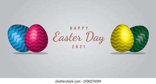 background happy easter day with realistic eggs ornament.