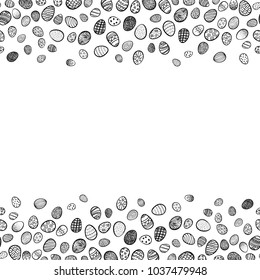 Background for Happy Easter with seamless border of eggs. Vector illustration