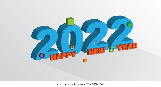 background happy new year 2022 isometry type for cover calendar, vector, illustration, eps.10