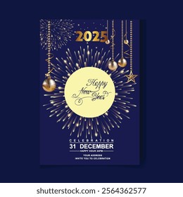 Background for Happy New Year celebration illustration with typography